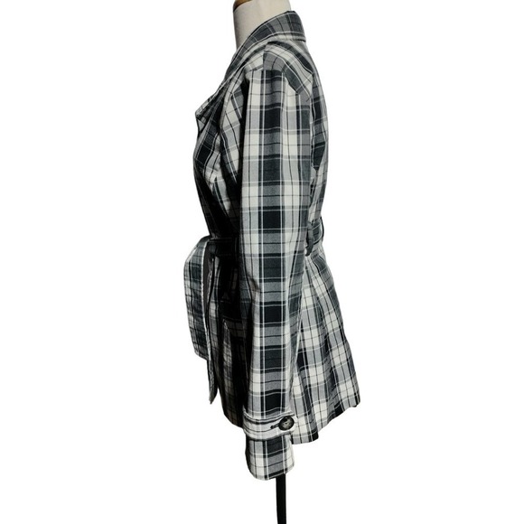 A. Byer black plaid pea coat with belt woman size medium - Picture 2 of 10